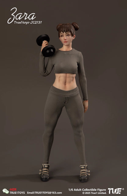 Original Design True1Toys Sport Girl ZARA Grey Hair & ZARA Brown Hair JC2131 1/6 Licensed Action Figure
