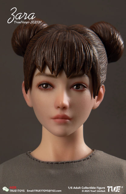 Original Design True1Toys Sport Girl ZARA Grey Hair & ZARA Brown Hair JC2131 1/6 Licensed Action Figure