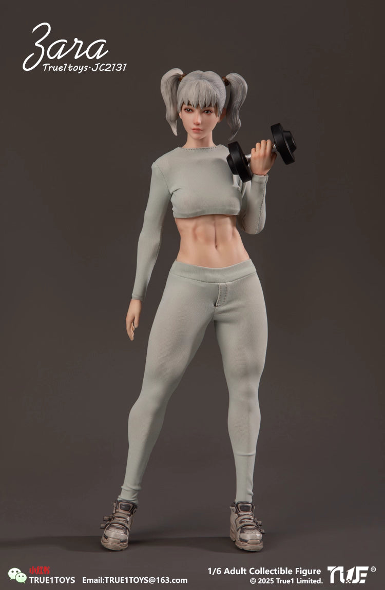 Original Design True1Toys Sport Girl ZARA Grey Hair & ZARA Brown Hair JC2131 1/6 Licensed Action Figure