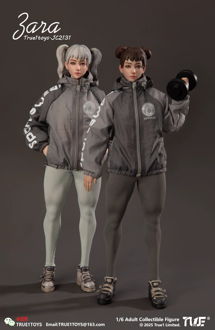 Original Design True1Toys Sport Girl ZARA Grey Hair & ZARA Brown Hair JC2131 1/6 Licensed Action Figure