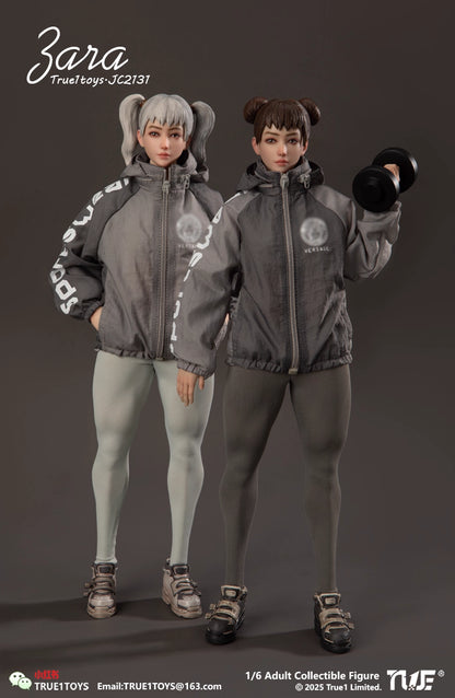 Original Design True1Toys Sport Girl ZARA Grey Hair & ZARA Brown Hair JC2131 1/6 Licensed Action Figure