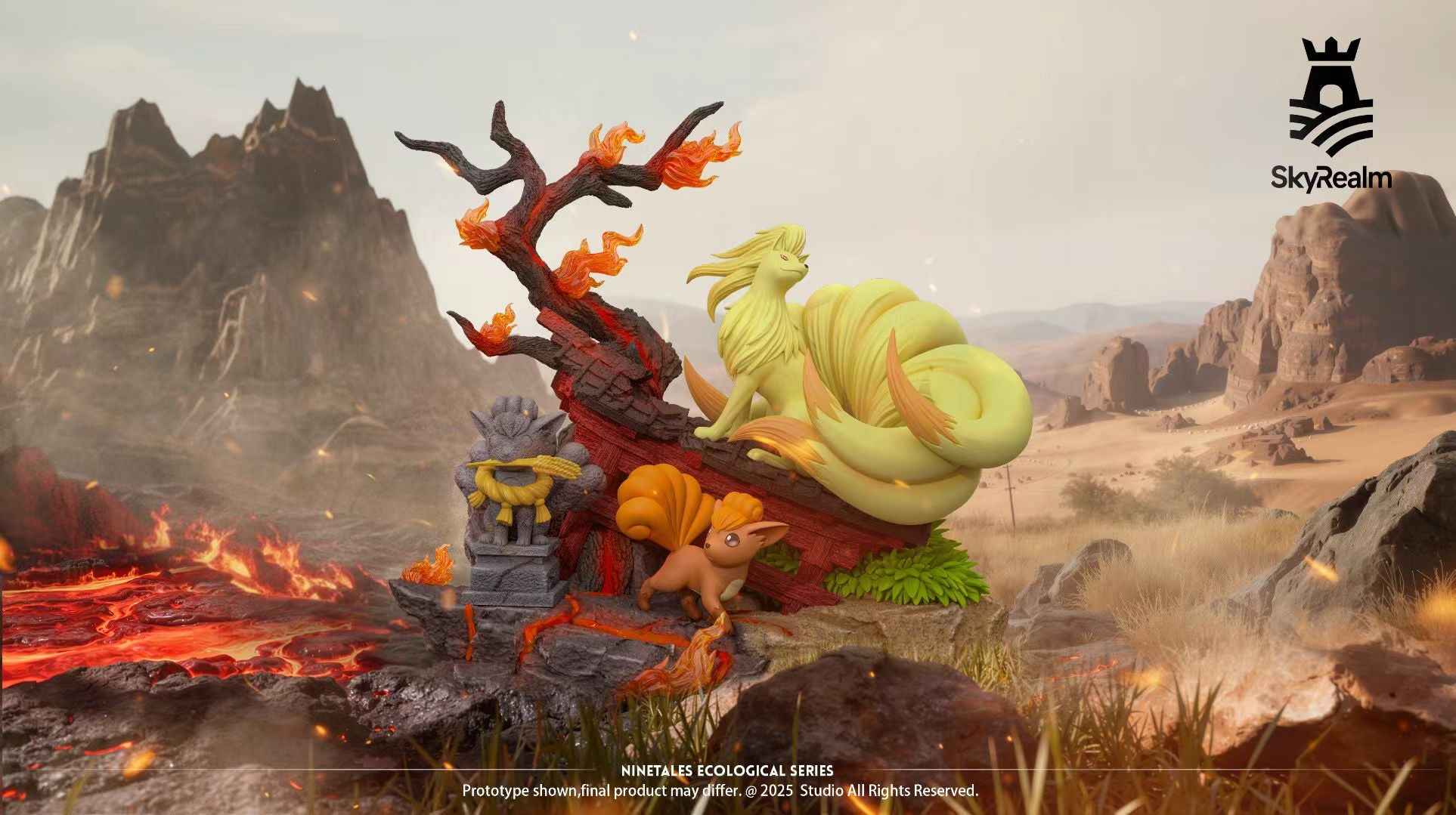 Pokémon SkyRealm Studio Ninetales Vulpix Evolution 1/20 Resin Statue