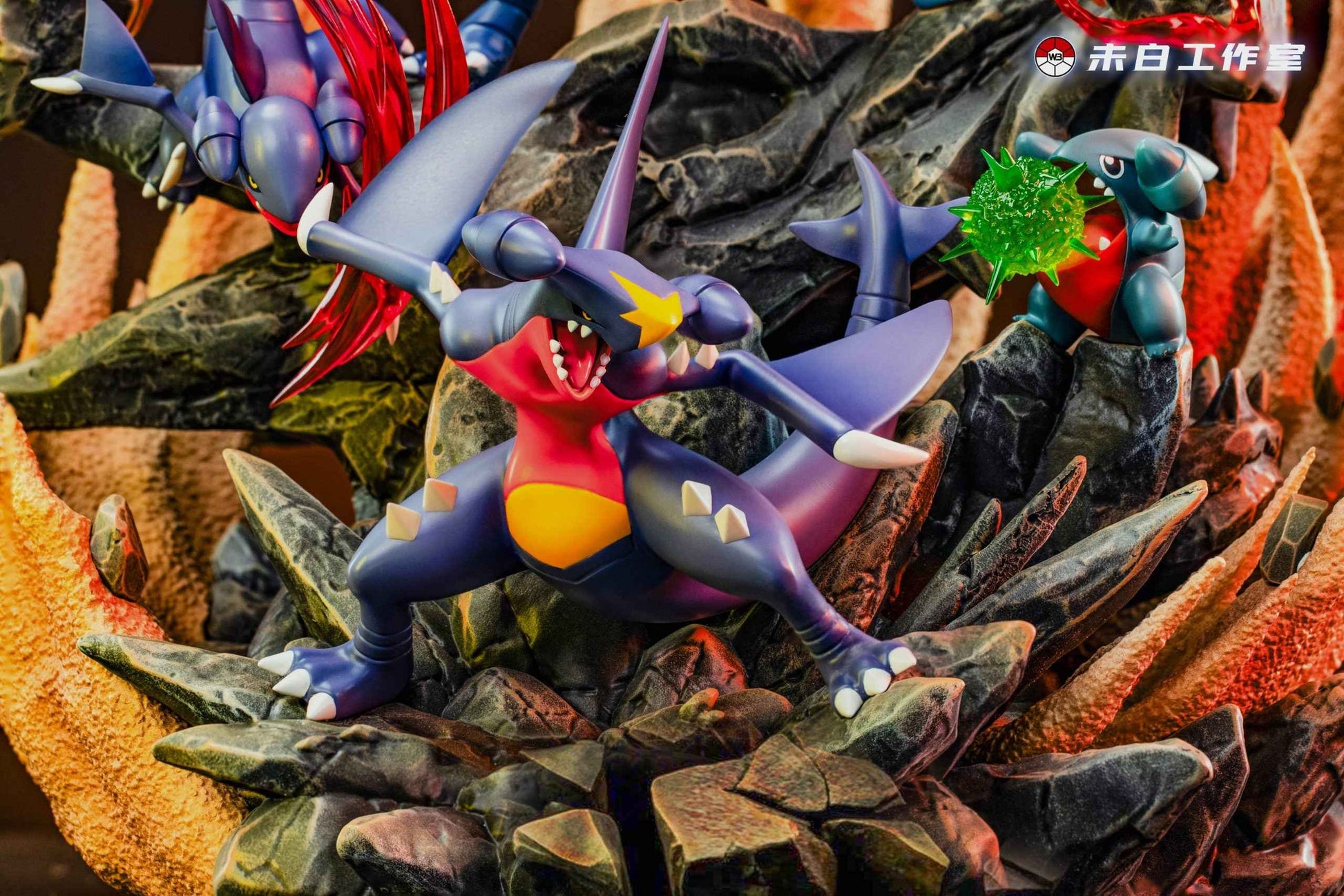 Pokémon WB Studio Garchomp Evolution Line Resin Statue