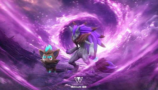 Pokémon Wonder Studio Zorua & Zoroark Resin Statue