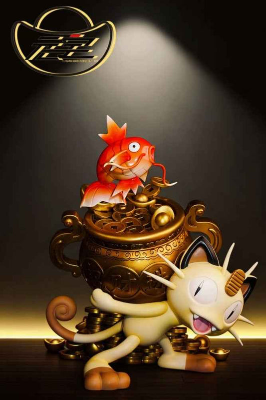 Pokémon Yuan Bao Studio Meowth & Magikarp Resin Statue