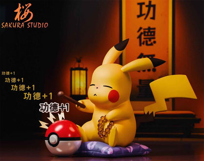 Pokémon ~ SAKURA Studio ~ Pikachu Tapping the Mokugyo ~ Resin Statue