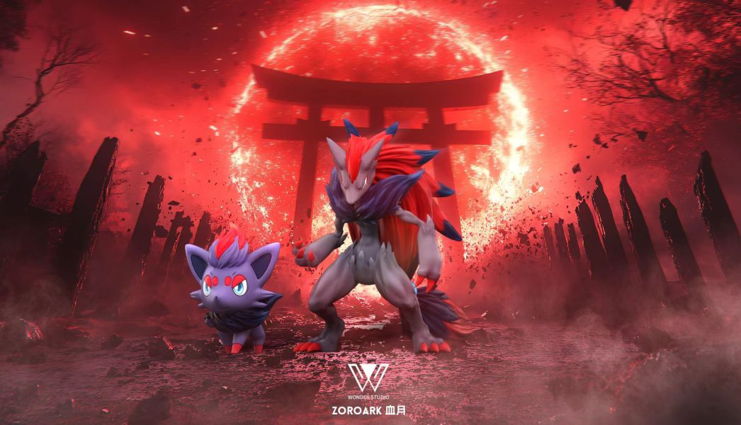 Pokémon Wonder Studio Zorua & Zoroark Resin Statue