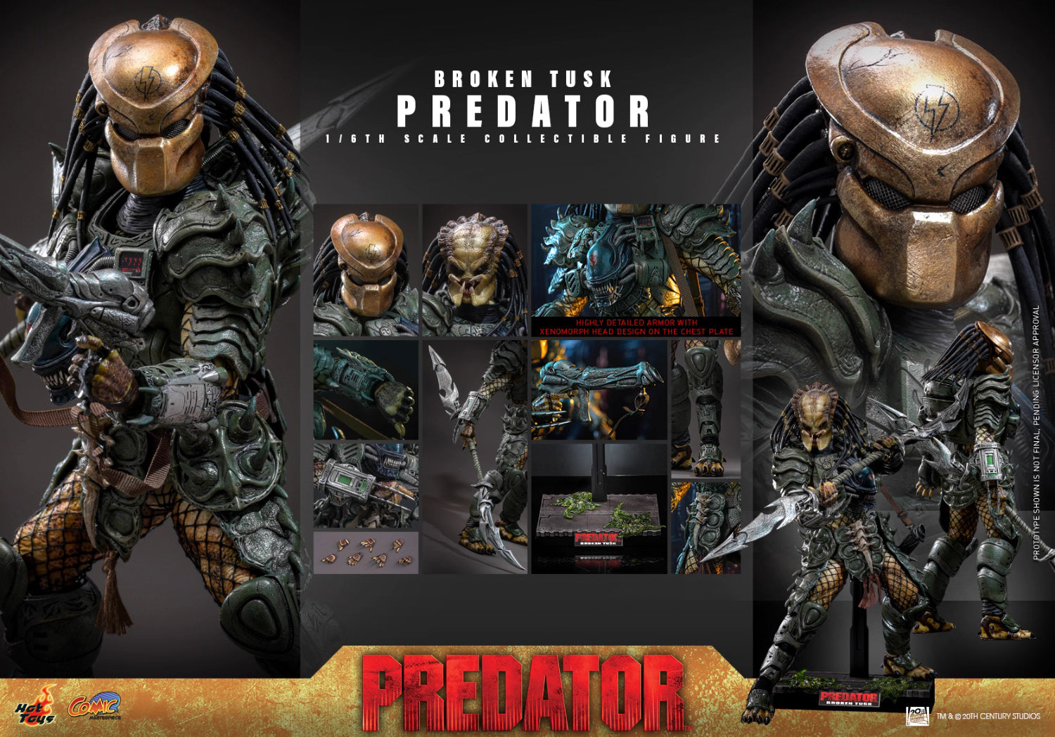 Predator Hot Toys Broken Tusk Predator CMS029 1/6 Licensed Action Figure