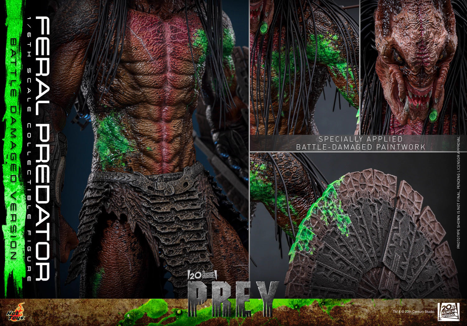 Predator Hot Toys Prey Feral Predator (Battle-Damaged Version) TMS173 1/6 Licensed Action Figure