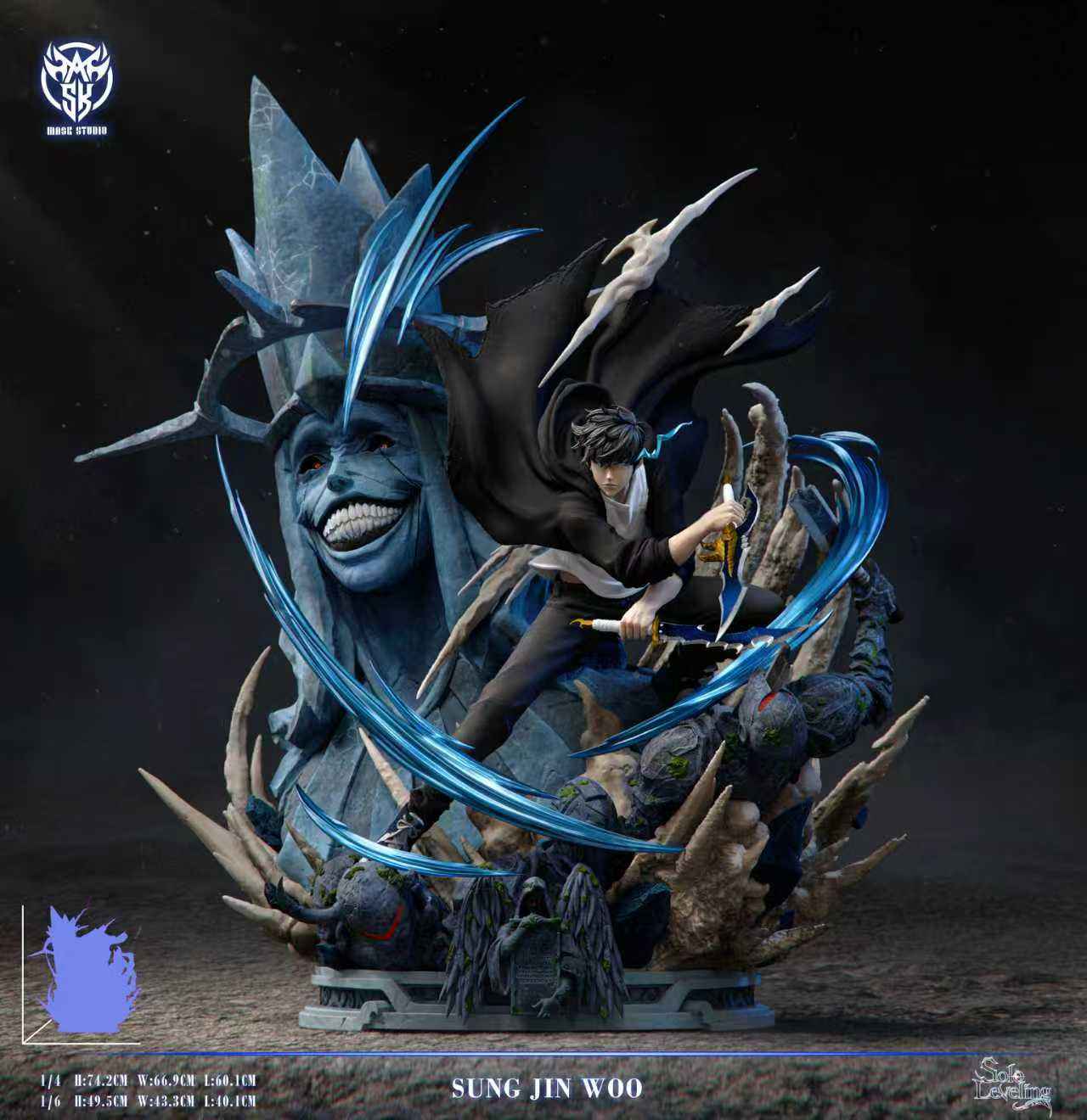 Solo Leveling Mask Studio Sung Jin Woo Vs Divine Statue Boss Resin Statue