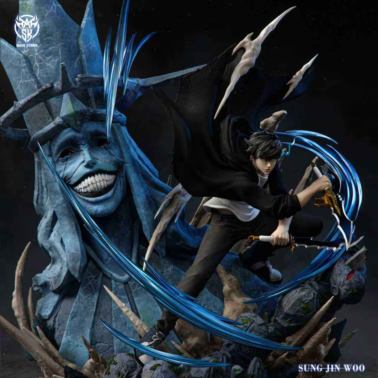 Solo Leveling Mask Studio Sung Jin Woo Vs Divine Statue Boss Resin Statue