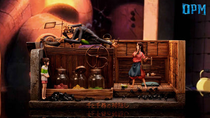 Spirited Away OPM Studio Chihiro Ogino & Kamaji & Lin Resin Statue