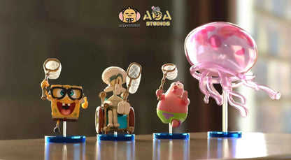 SpongeBob Aoa Studio SpongeBob & Squidward Tentacles & Patrick Star Jellyfish Field WCF Resin Statue