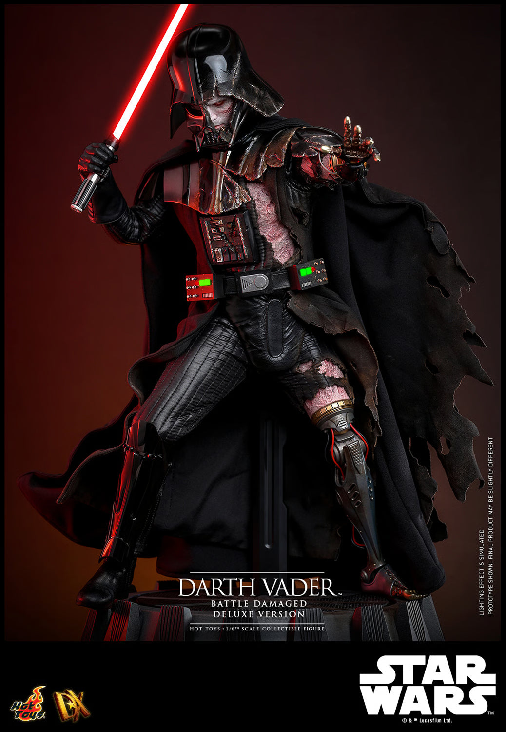 Star Wars Hot Toys Darth Vader Battle Damaged Deluxe Version DX45B 1/6 Licensed Action Figure