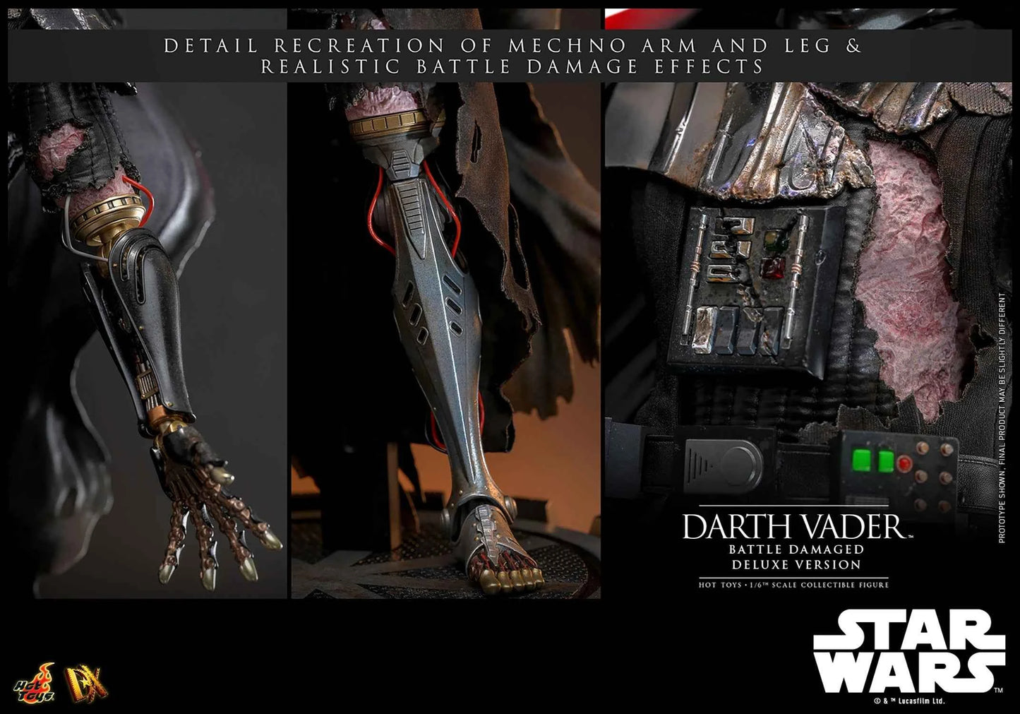 Star Wars Hot Toys Darth Vader Battle Damaged Deluxe Version DX45B 1/6 Licensed Action Figure