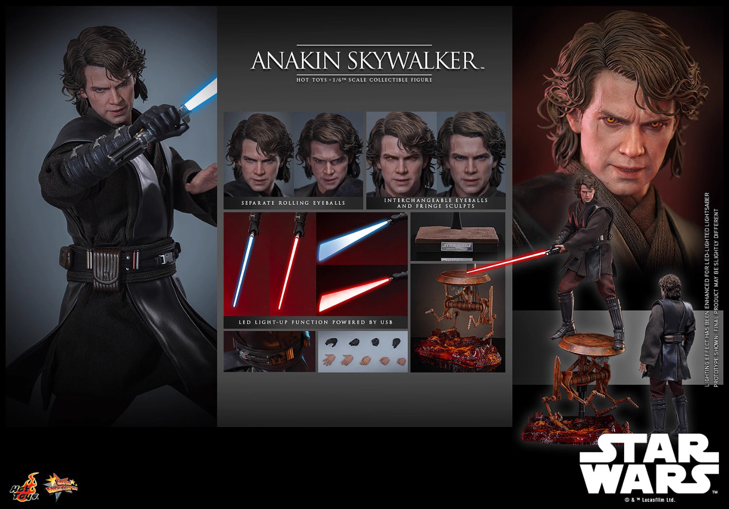 Star Wars Hot Toys Star Wars: Episode III Revenge of the Sith Anakin Skywalker MMS839 1/6 Licensed Action Figure