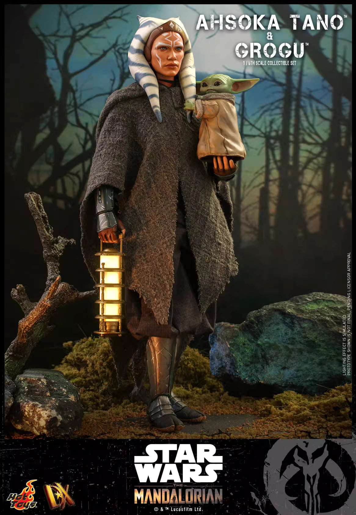 Star Wars Hot Toys The Mandalorian Ahsoka Tano & Grogu Set DX21 1/6 Licensed Action Figure