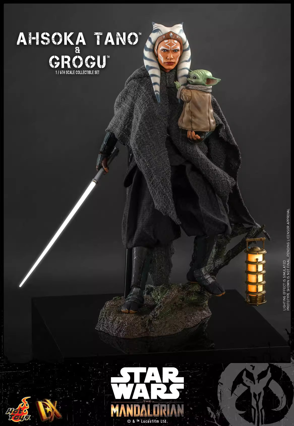 Star Wars Hot Toys The Mandalorian Ahsoka Tano & Grogu Set DX21 1/6 Licensed Action Figure