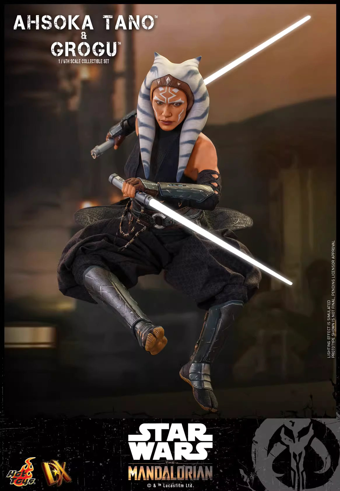 Star Wars Hot Toys The Mandalorian Ahsoka Tano & Grogu Set DX21 1/6 Licensed Action Figure