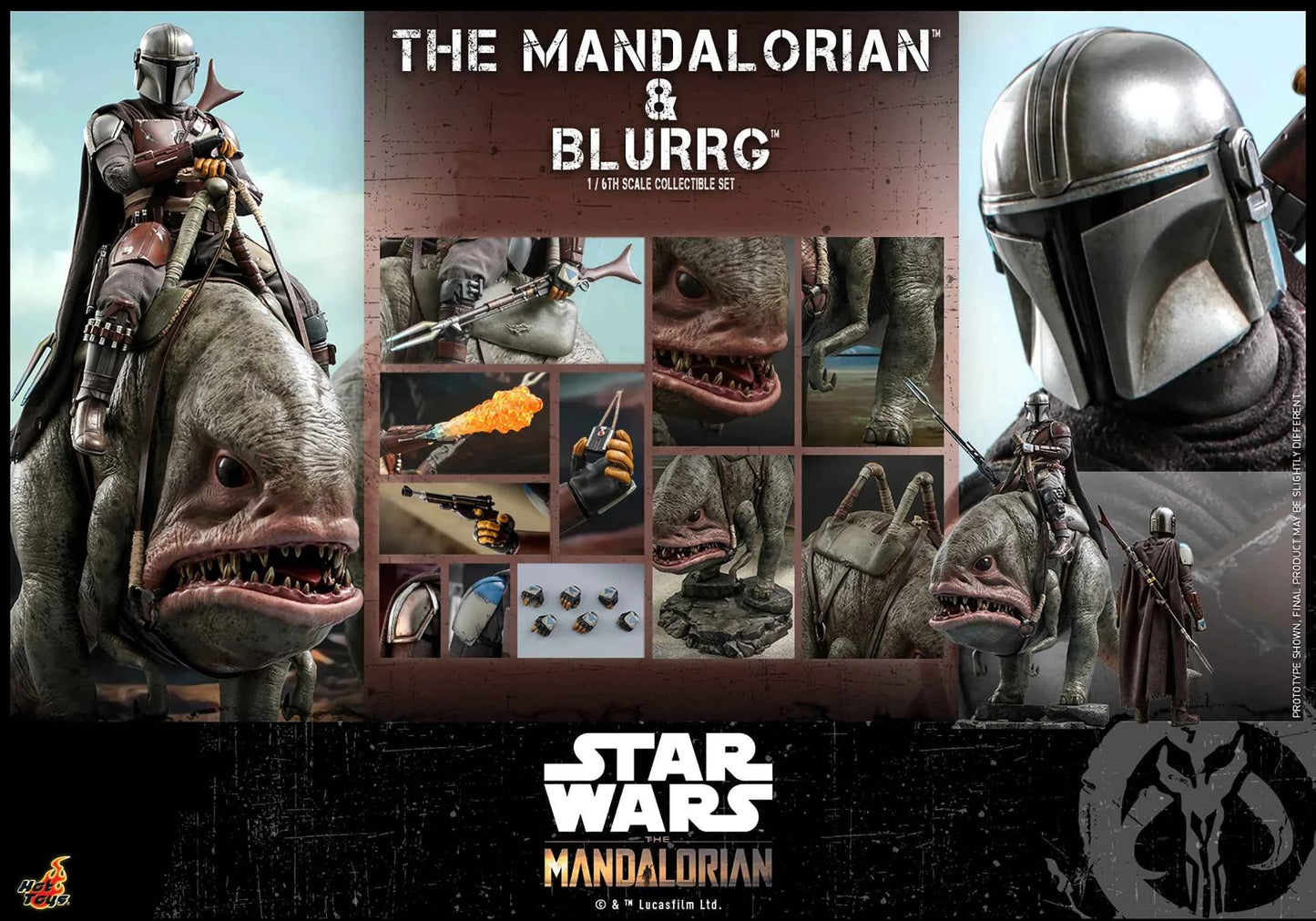 Star Wars Hot Toys The Mandalorian & Blurrg Set TMS046 1/6 Licensed Action Figure