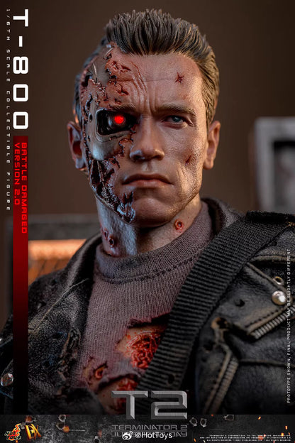 Terminator Hot Toys Terminator 2: Judgment Day T-800 Battle Damage Version 2.0 DX46 1/6 Licensed Action Figure