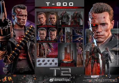 Terminator Hot Toys Terminator 2: Judgment Day T-800 Battle Damage Version 2.0 DX46 1/6 Licensed Action Figure