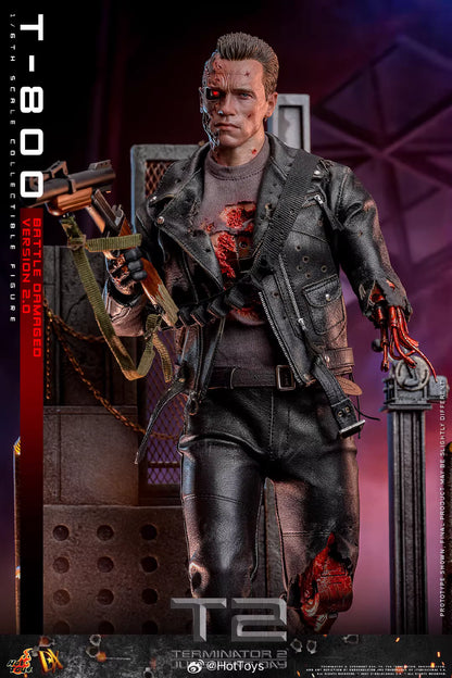 Terminator Hot Toys Terminator 2: Judgment Day T-800 Battle Damage Version 2.0 DX46 1/6 Licensed Action Figure