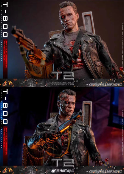 Terminator Hot Toys Terminator 2: Judgment Day T-800 Battle Damage Version 2.0 DX46 1/6 Licensed Action Figure