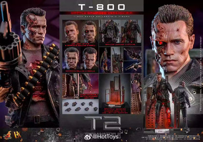 Terminator Hot Toys Terminator 2: Judgment Day T-800 Battle Damage Version 2.0 DX46 1/6 Licensed Action Figure