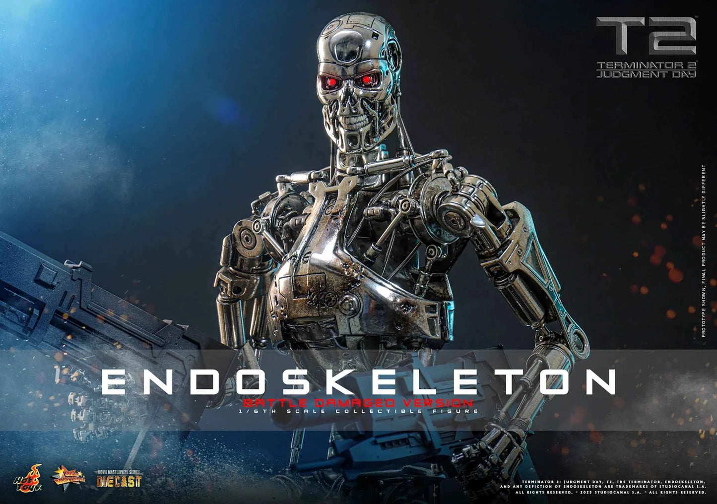 Terminator Hot Toys Terminator 2: Judgment Day T-800 Endoskeleton (Battle Damaged Version) Licensed Action Figure