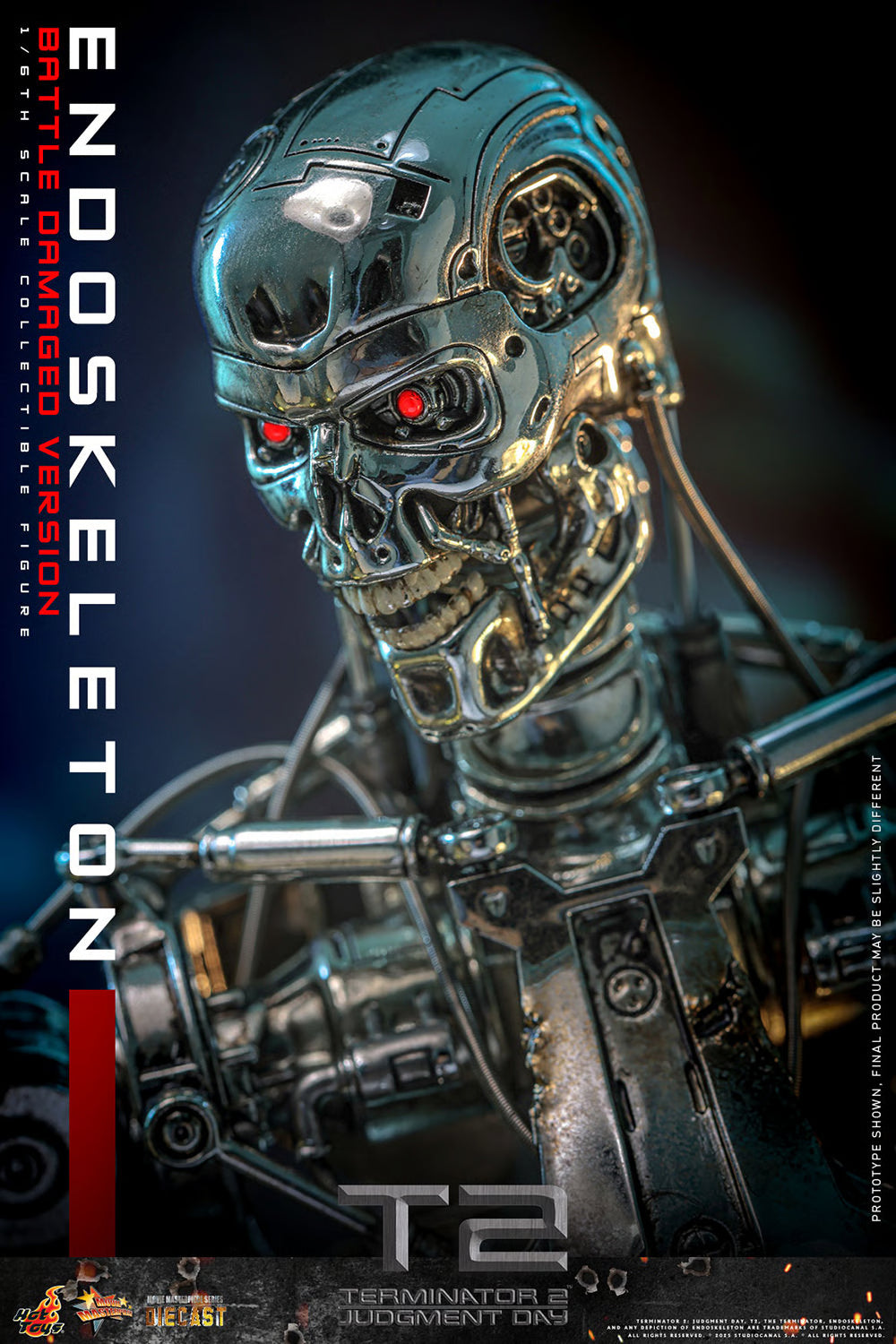 Terminator Hot Toys Terminator 2: Judgment Day T-800 Endoskeleton (Battle Damaged Version) Licensed Action Figure