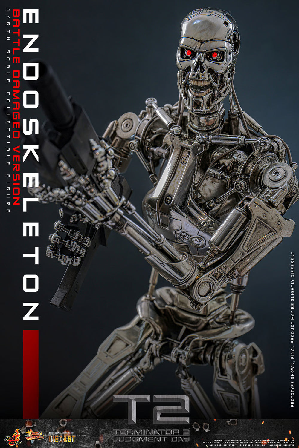 Terminator Hot Toys Terminator 2: Judgment Day T-800 Endoskeleton (Battle Damaged Version) Licensed Action Figure