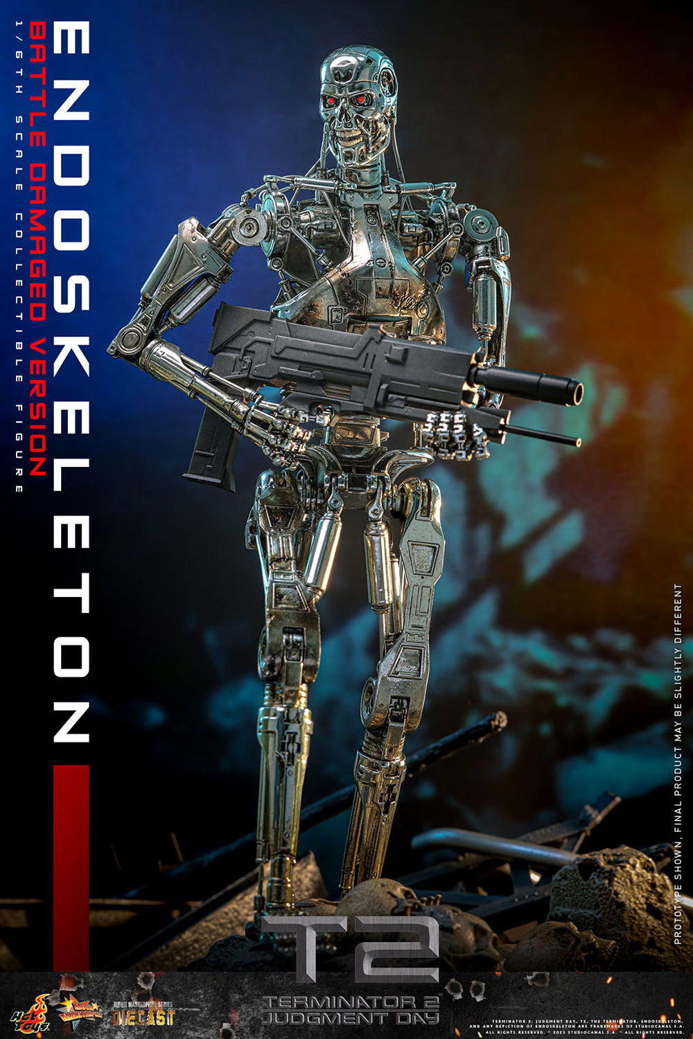 Terminator Hot Toys Terminator 2: Judgment Day T-800 Endoskeleton (Battle Damaged Version) Licensed Action Figure
