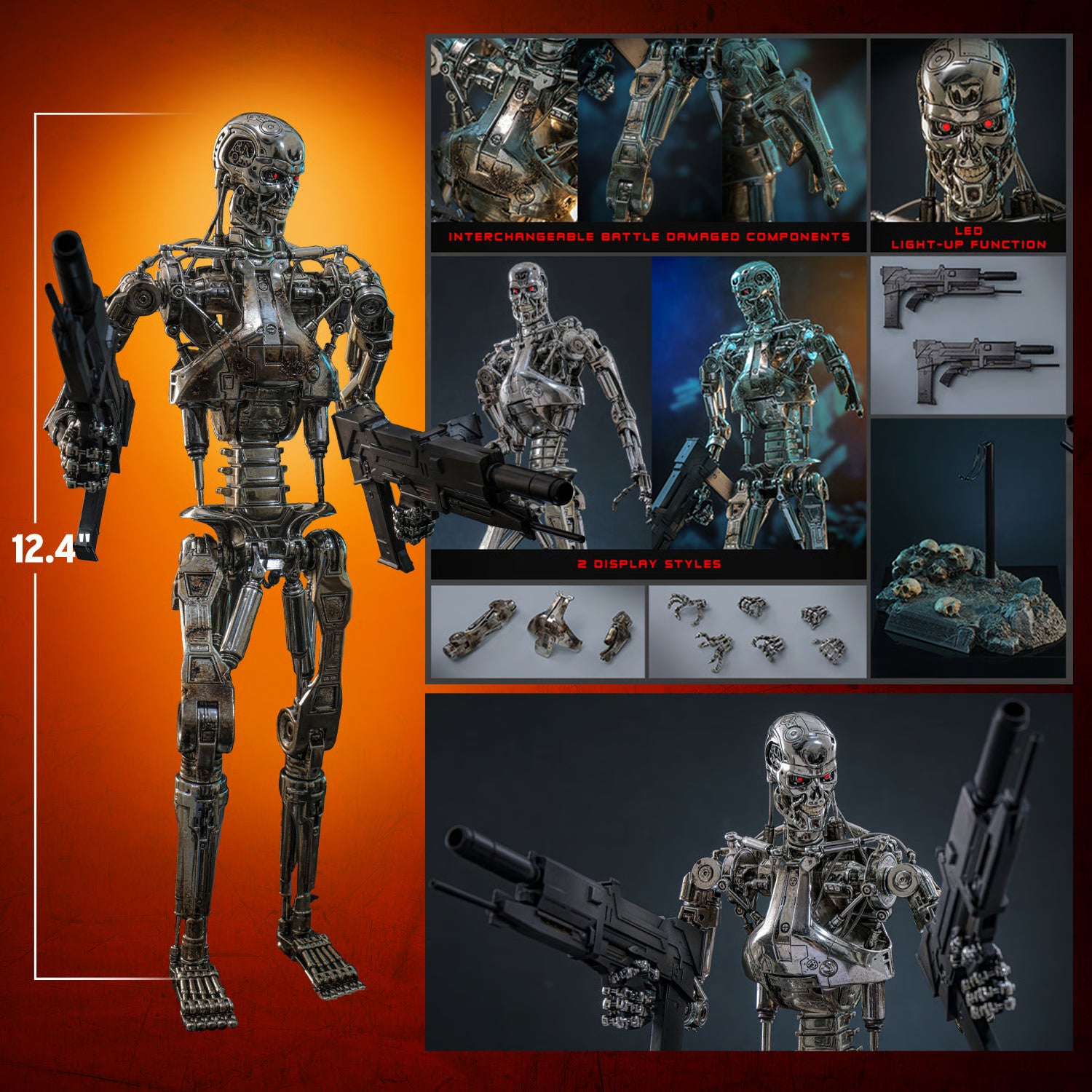 Terminator Hot Toys Terminator 2: Judgment Day T-800 Endoskeleton (Battle Damaged Version) Licensed Action Figure