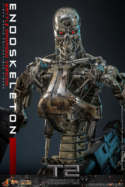 Terminator Hot Toys Terminator 2: Judgment Day T-800 Endoskeleton (Battle Damaged Version) Licensed Action Figure (PayPal Fees and Shipping Costs Included)