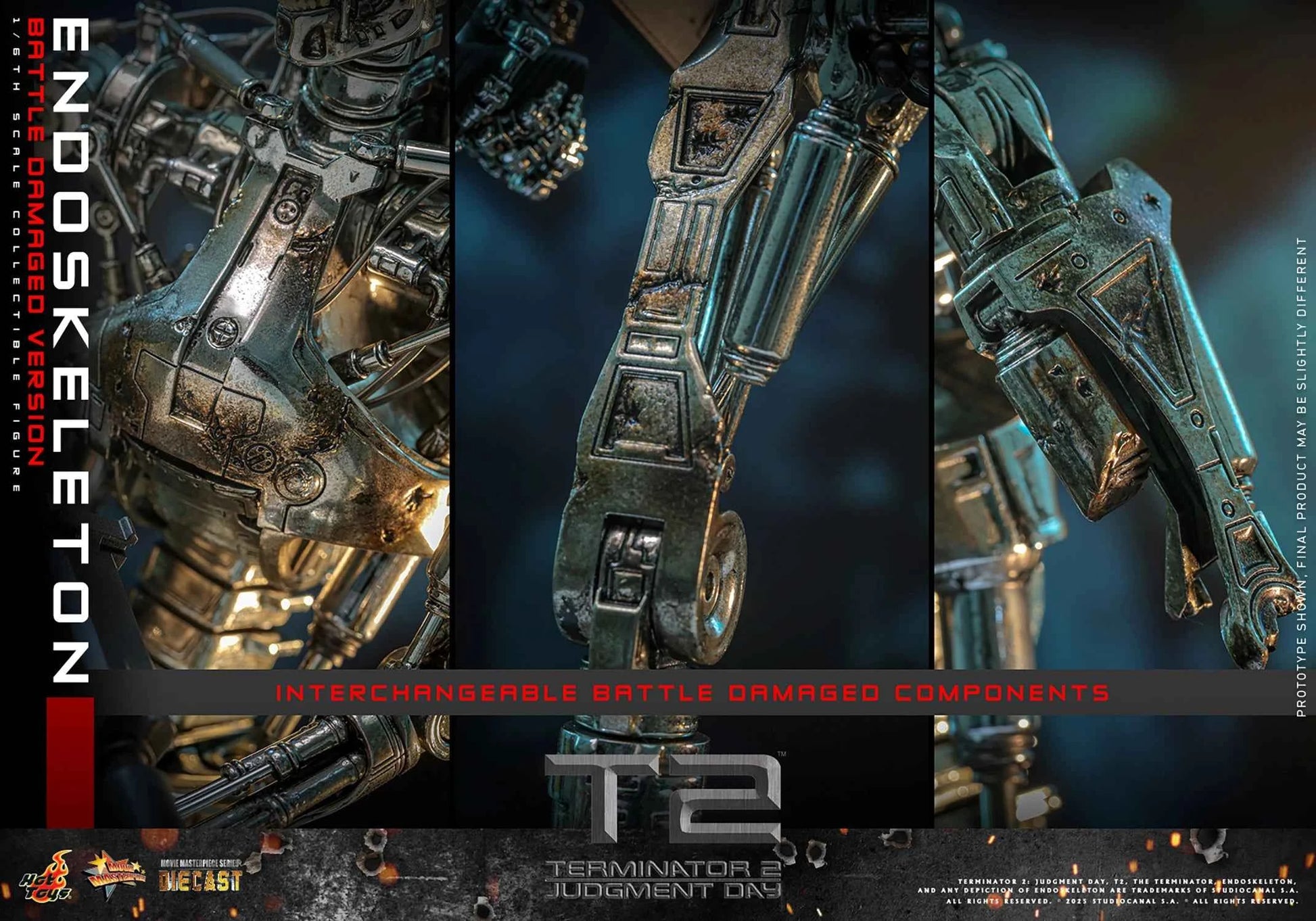 Terminator Hot Toys Terminator 2: Judgment Day T-800 Endoskeleton (Battle Damaged Version) Licensed Action Figure