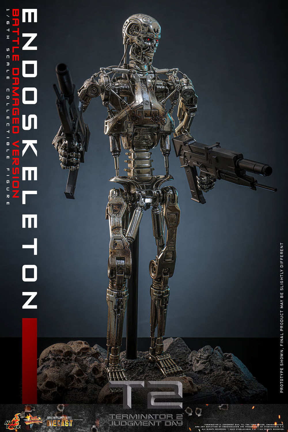 Terminator Hot Toys Terminator 2: Judgment Day T-800 Endoskeleton (Battle Damaged Version) Licensed Action Figure