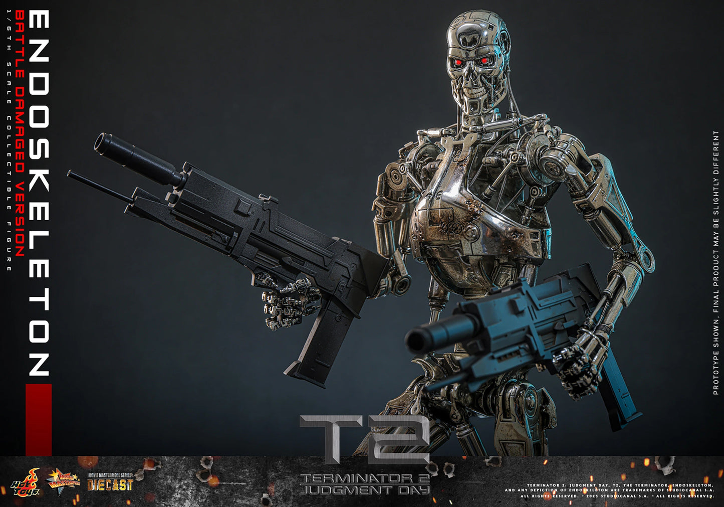 Terminator Hot Toys Terminator 2: Judgment Day T-800 Endoskeleton (Battle Damaged Version) Licensed Action Figure (PayPal Fees and Shipping Costs Included)