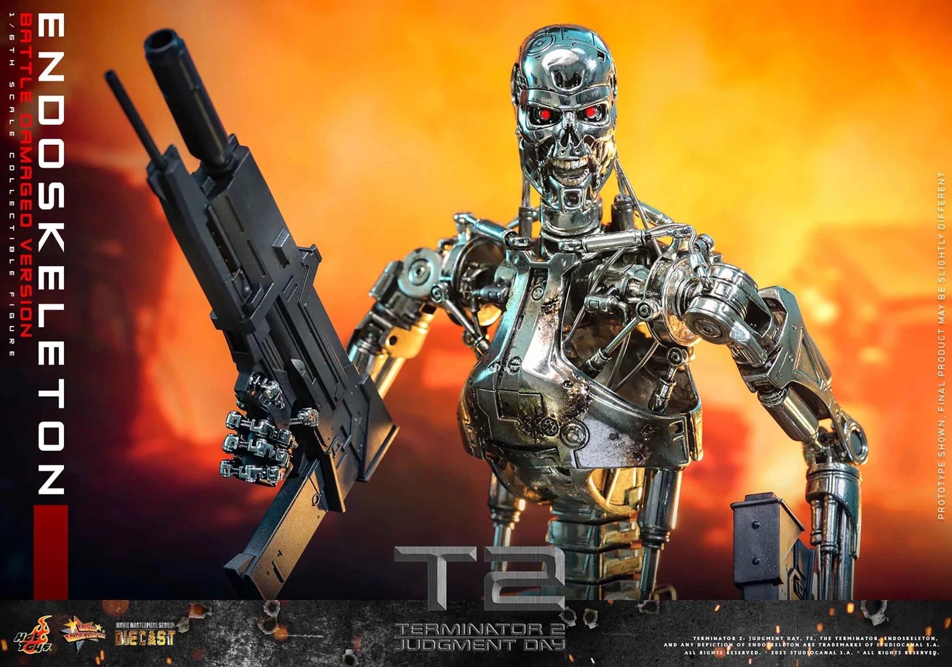 Terminator Hot Toys Terminator 2: Judgment Day T-800 Endoskeleton (Battle Damaged Version) Licensed Action Figure