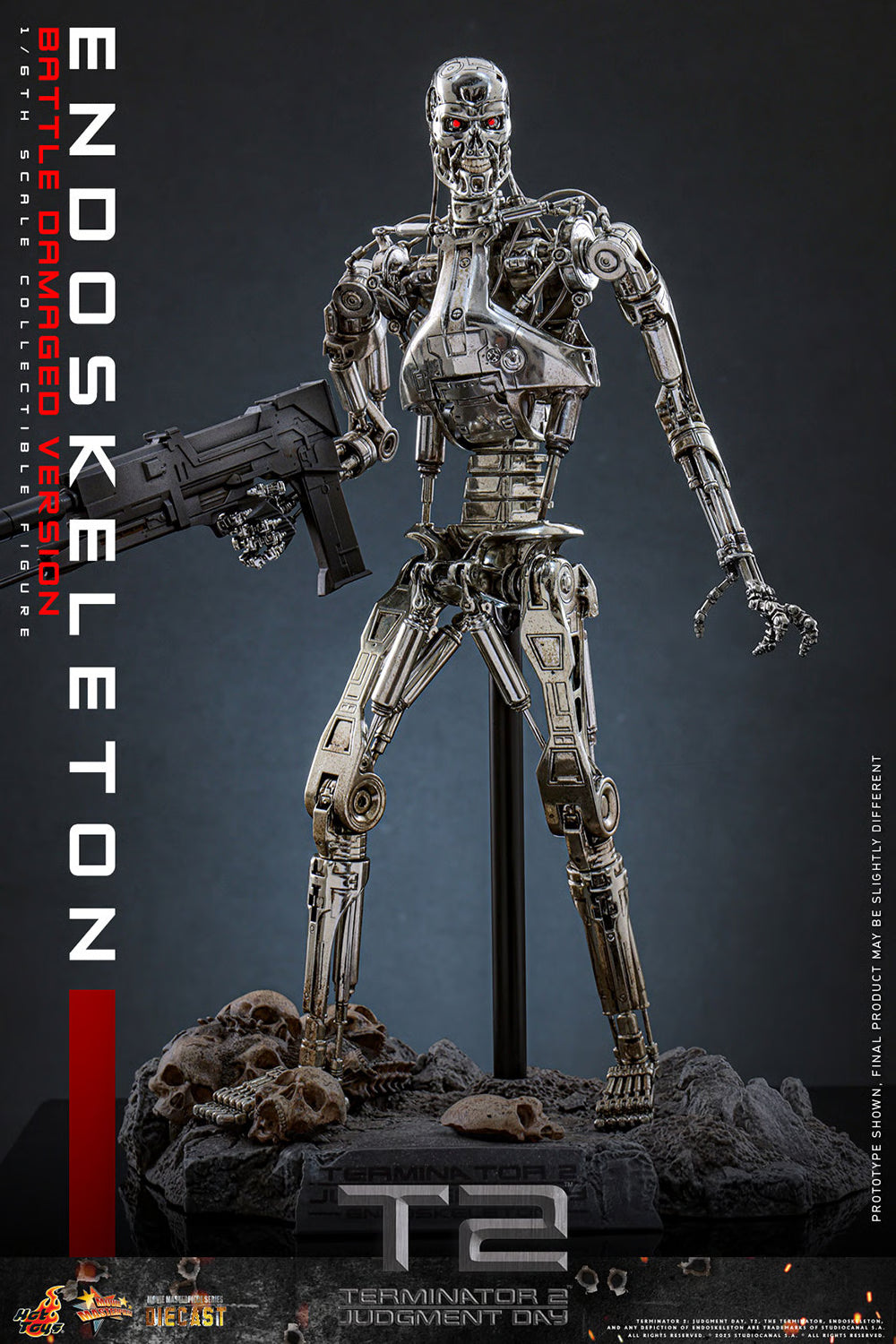 Terminator Hot Toys Terminator 2: Judgment Day T-800 Endoskeleton (Battle Damaged Version) Licensed Action Figure