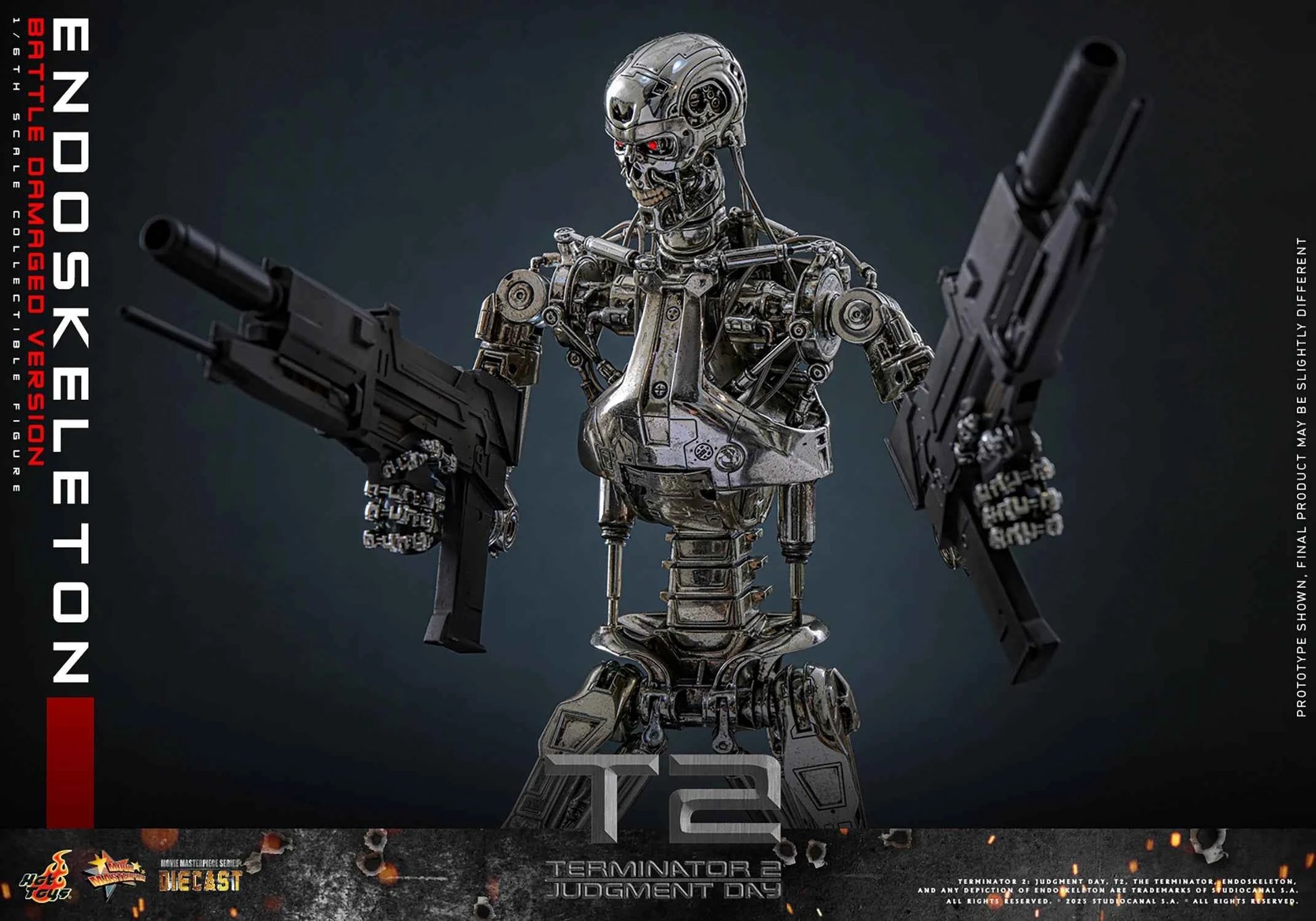 Terminator Hot Toys Terminator 2: Judgment Day T-800 Endoskeleton (Battle Damaged Version) Licensed Action Figure