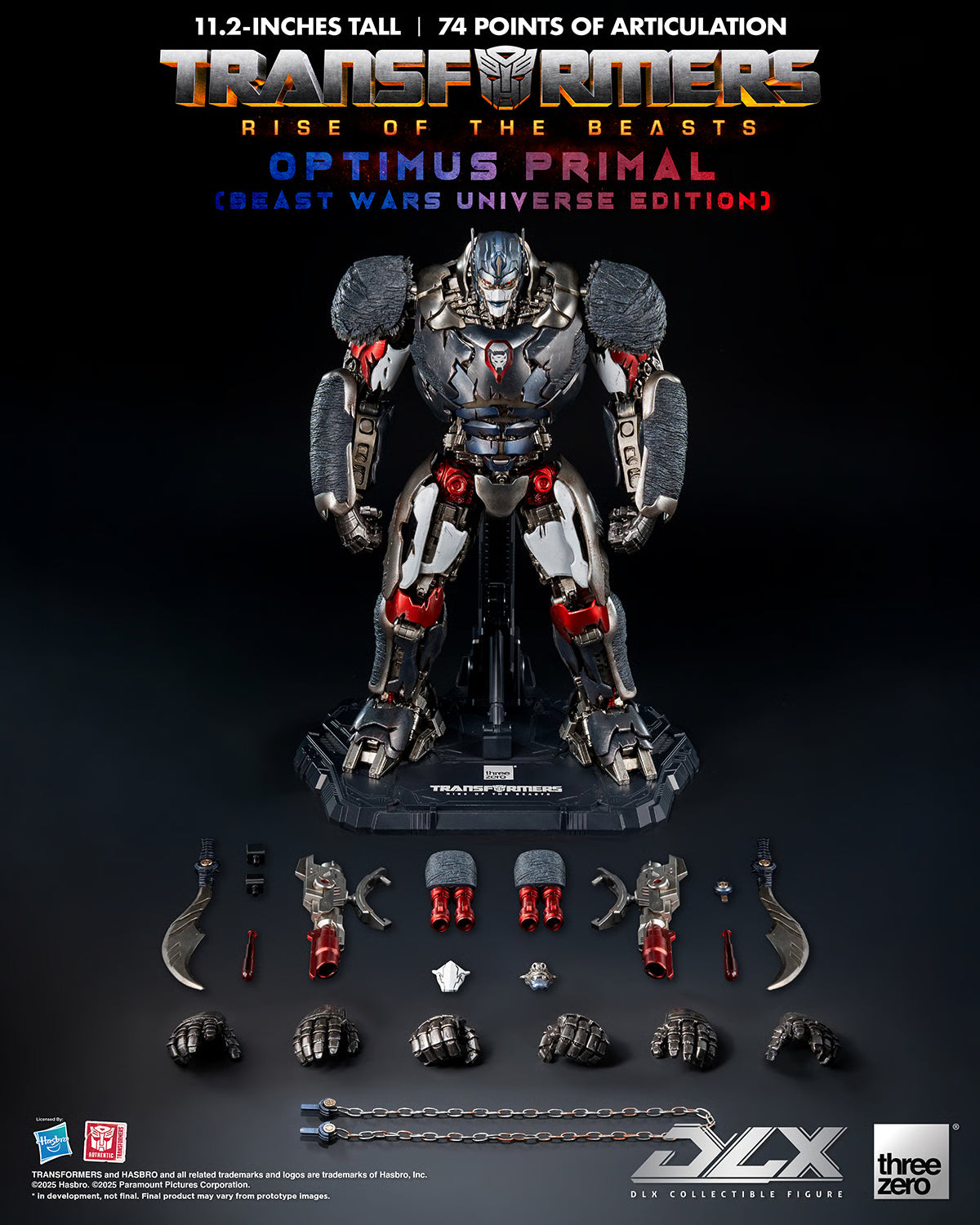 Transformers Threezero Rise of the Beasts DLX Optimus Primal 3Z08850W0 Licensed Action Figure