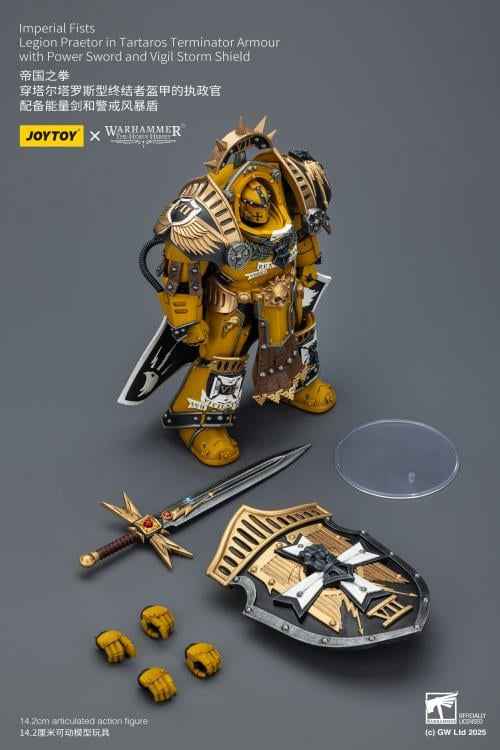 Warhammer Series JOYTOY Imperial Fist Praetor in Tartaros Terminator Armor JT03295 1/18 Licensed Action Figure